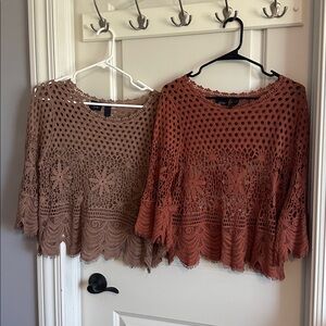 Crochet Lace Tops in Brown and Rust